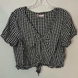 Women's SO Black and White Gingham Crop Top Size XL